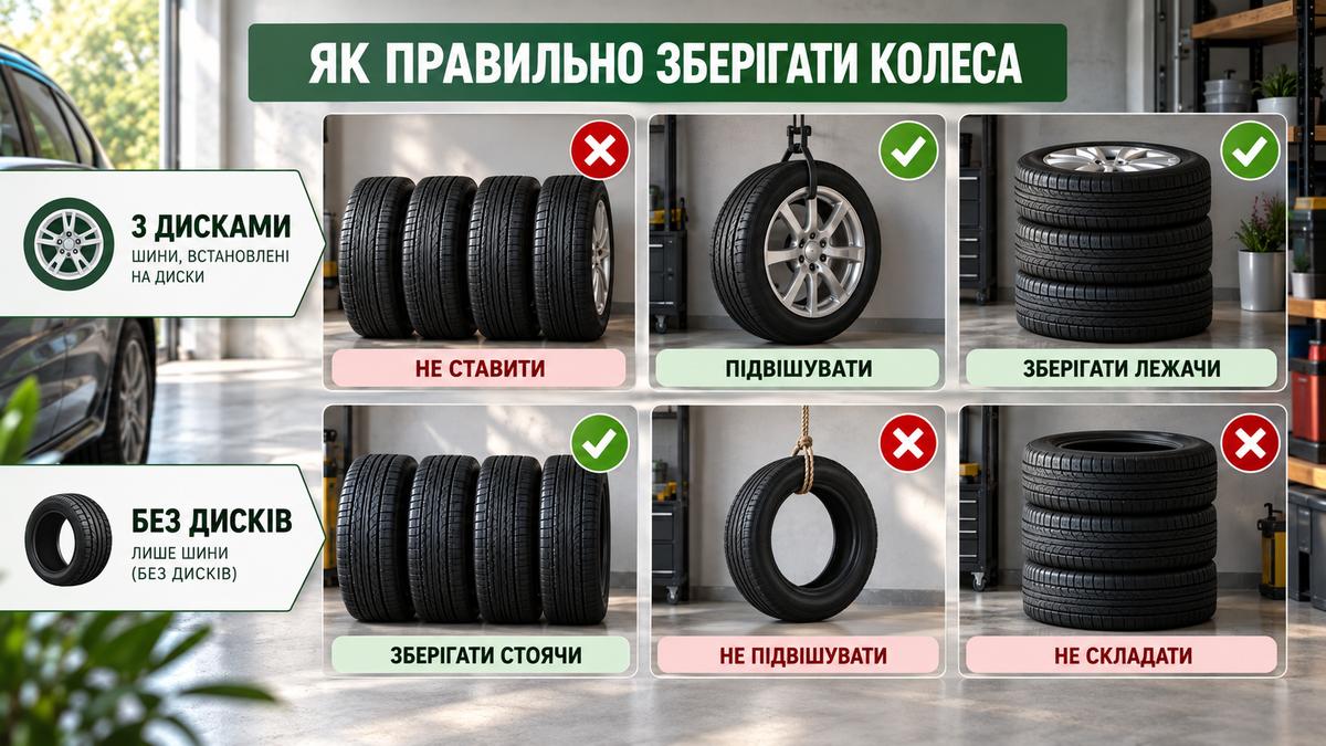 Як зберігати шини без дисків